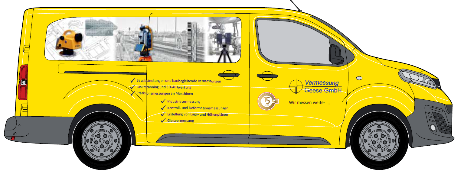 Planung eines gelben Firmenauto